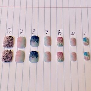 Watercolor Floral Pattern Press On Nails (14)